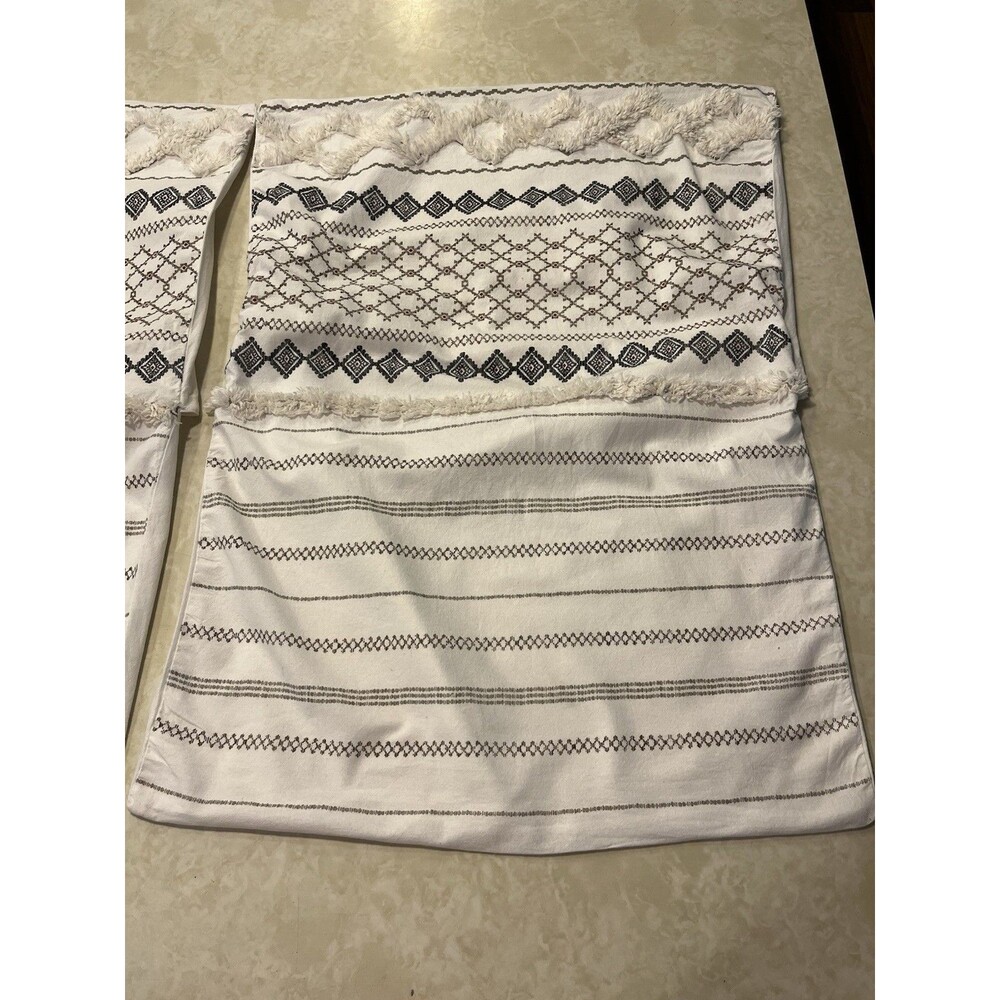 INK+IVY Imani Aztec Southwest Navajo Tribal 100% Cotton Fringe 2 Shams Std - Picture 5 of 14